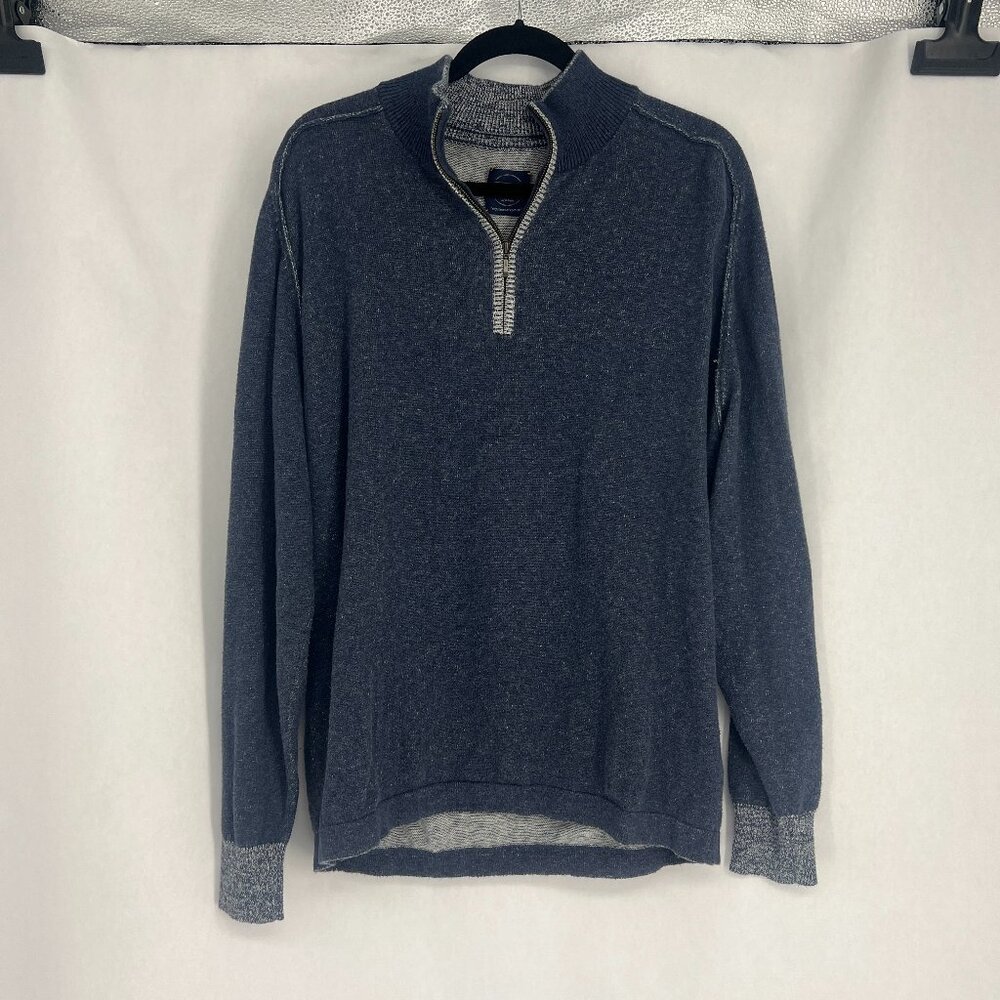 True Measure | Quarter Zip Blue Sweater 100% cotton